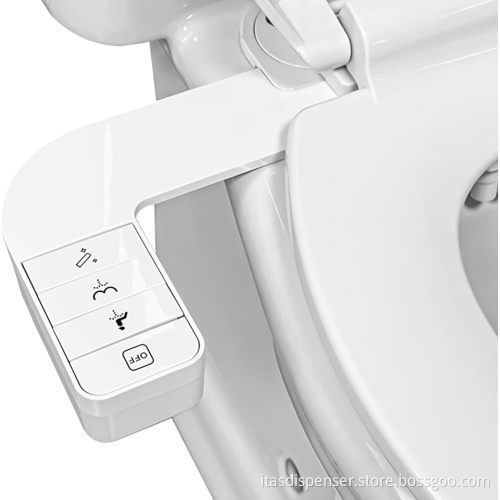 Mechanical Non-Electric Self-Cleaning Bidet Toilet Attachment with Retractable Dual Nozzles